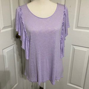 L a.n.a Ruffled Top w/Ruffles Creating a Capped Sleeve Look